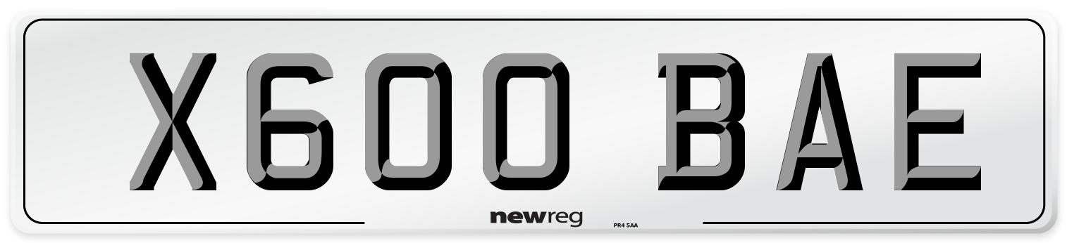 X600 BAE Number Plate from New Reg